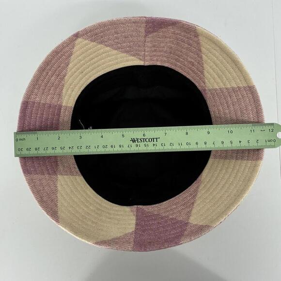 Anthropologie Wool Blend Mauve Pink Cream Plaid Pattern Bucket Hat 0/S - Picture 7 of 7